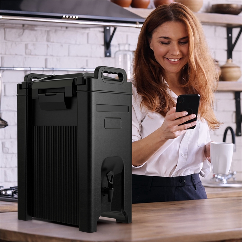 Insulated Beverage Server/Dispenser 5 Gallon Hot Cold Drinks Black