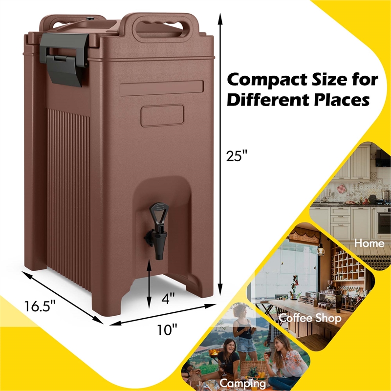 Insulated Beverage Server/Dispenser 5 Gallon Hot Cold Drinks Brown