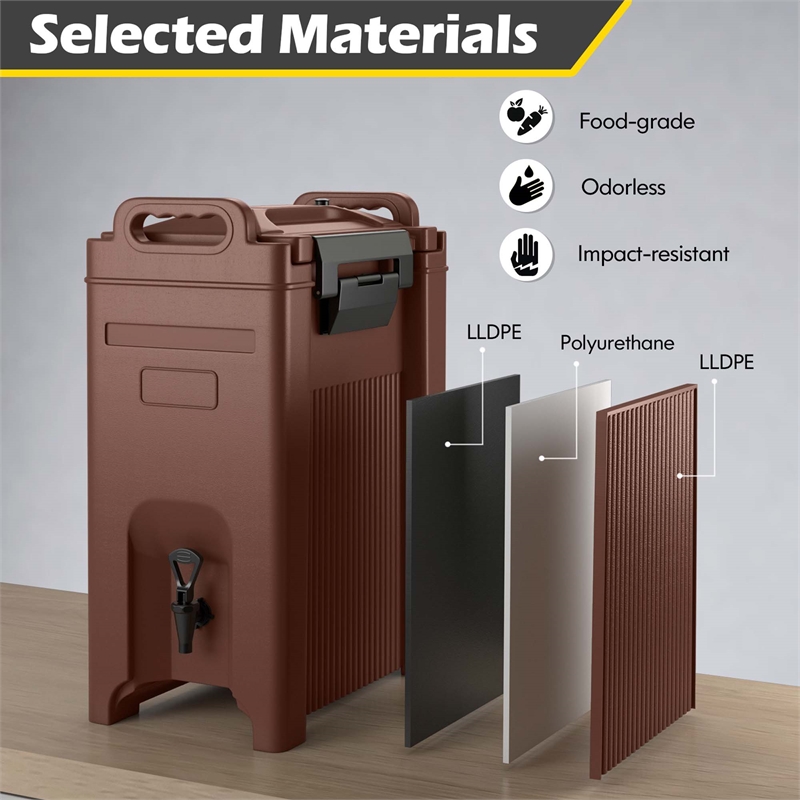 Insulated Beverage Server/Dispenser 5 Gallon Hot Cold Drinks Brown