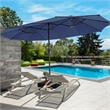 15FT Twin Patio Double-Sided Umbrella 48 Solar LED Lights  Navy