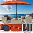 15FT Twin Patio Double-Sided Umbrella 48 Solar LED Lights  Orange