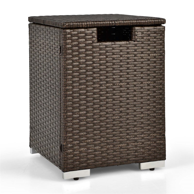 16'' Rattan Propane Tank Holder Cover Hideaway Side Table Brown