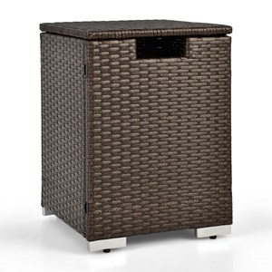 16'' Rattan Propane Tank Holder Cover Hideaway Side Table Brown