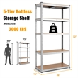 Adjustable 36''x72'' Heavy Duty 5 Level Garage Tool Shelf Silver
