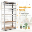 Adjustable 36''x72'' Heavy Duty 5 Level Garage Tool Shelf Silver