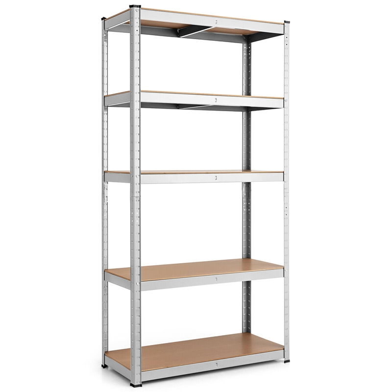 Adjustable 36''x72'' Heavy Duty 5 Level Garage Tool Shelf Silver