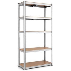 Adjustable 36''x72'' Heavy Duty 5 Level Garage Tool Shelf Silver