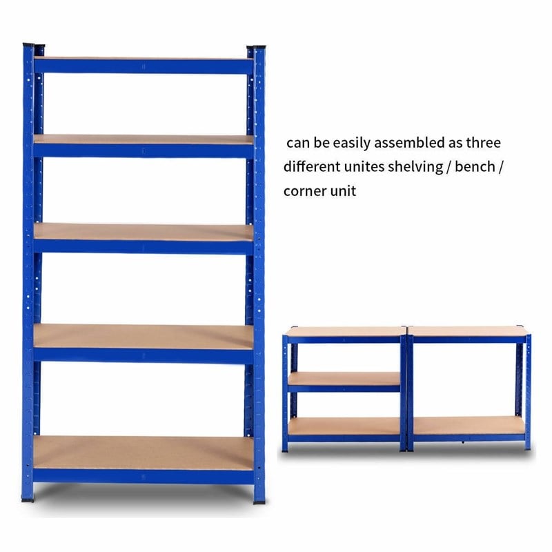 Adjustable 36''x72'' Heavy Duty 5 Level Garage Tool Shelf Navy