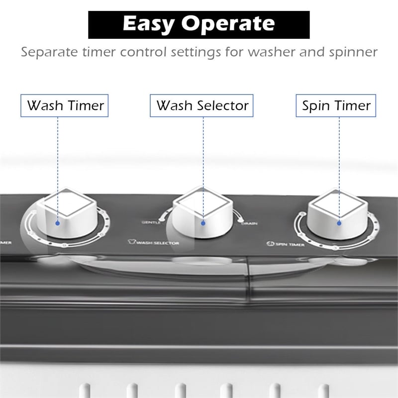Portable Mini Compact Twin Tub 20Lbs Total Washing Machine White