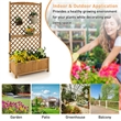 Tall Raised Garden Bed Wooden Planter w/ Trellis for Flower Climbing Orange