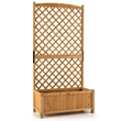 Tall Raised Garden Bed Wooden Planter w/ Trellis for Flower Climbing Orange