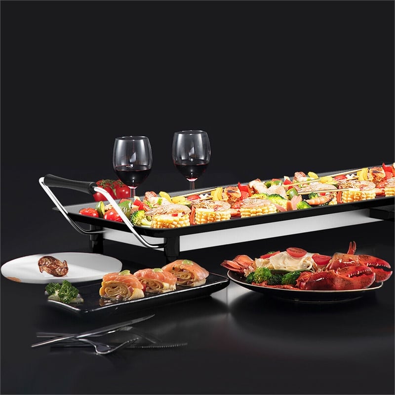 Teppanyaki Table Top Grill Griddle BBQ Nonstick Camping Black