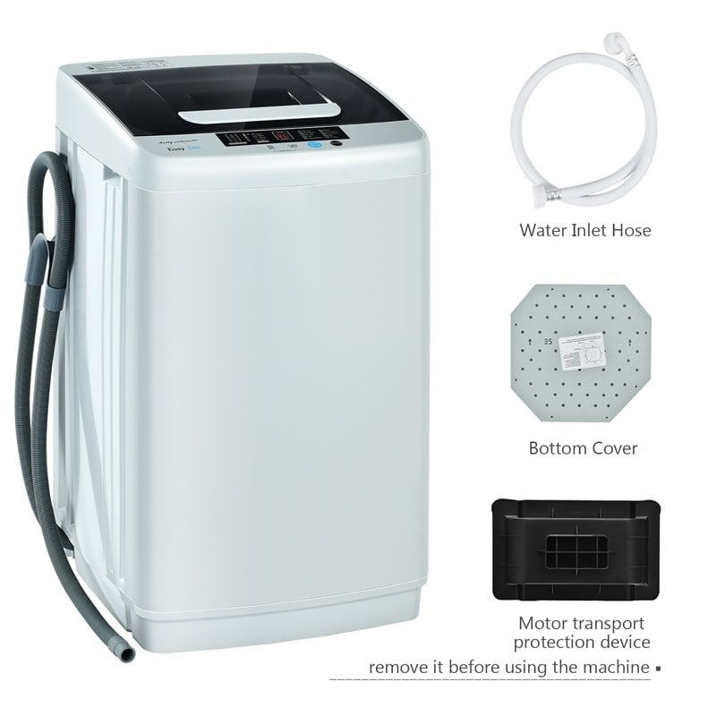 Portable Full-Automatic Laundry Washing Machine 8.8lbs Spin Washer Gray