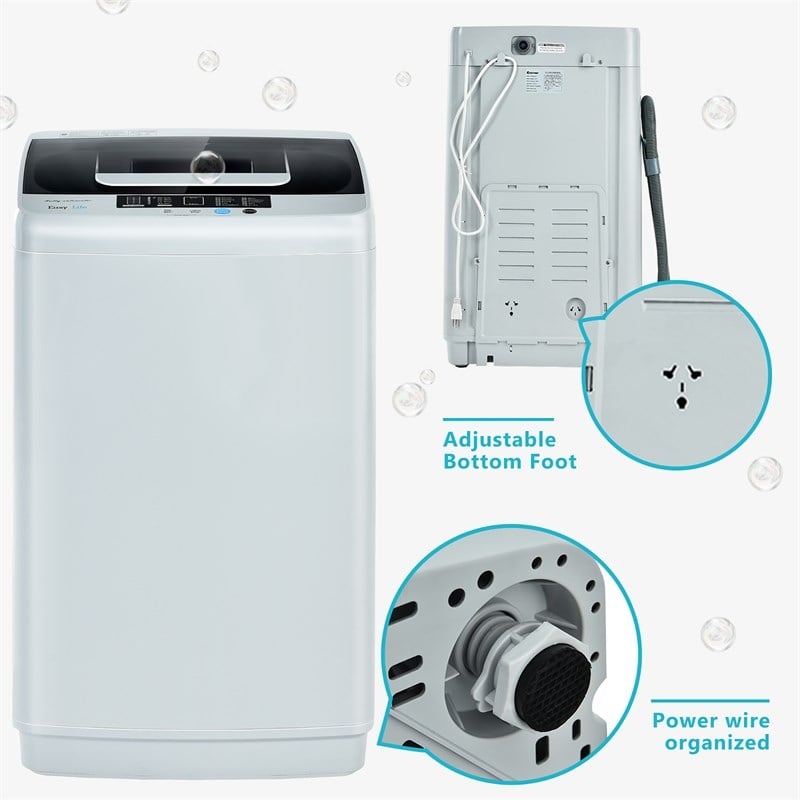 Portable Full-Automatic Laundry Washing Machine 8.8lbs Spin Washer Gray