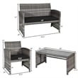4PCS Patio Rattan Furniture Set Conversation Sofa Cushioned Black