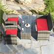 4PCS Patio Rattan Furniture Set Conversation Sofa Cushioned Red