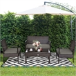 4PCS Patio Rattan Wicker Furniture Set Garden Yard Brown