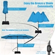 15FT Patio Double Sided Umbrella Crank Garden Blue