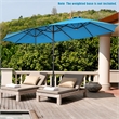 15FT Patio Double Sided Umbrella Crank Garden Blue