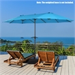 15FT Patio Double Sided Umbrella Crank Garden Blue