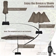 15FT Patio Double Sided Umbrella Crank Garden Brown