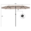 15FT Patio Double Sided Umbrella Crank Garden Beige