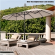 15FT Patio Double Sided Umbrella Crank Garden Beige