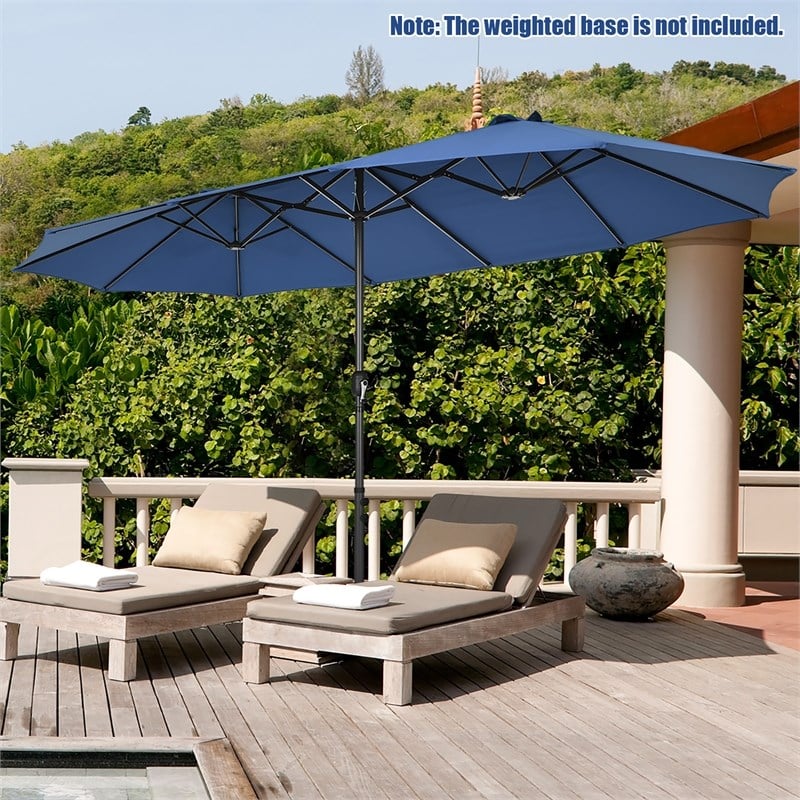 15FT Patio Double Sided Umbrella Crank Garden Navy