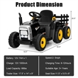12V Kids Ride On Tractor with Trailer Ground Loader Black
