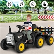 12V Kids Ride On Tractor with Trailer Ground Loader Black