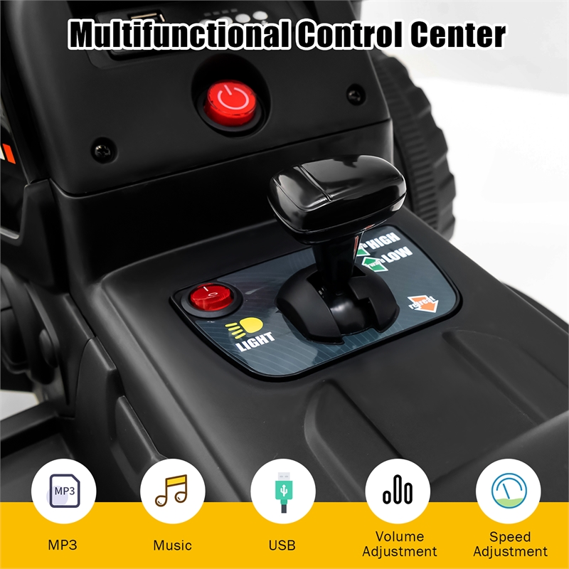12V Kids Ride On Tractor with Trailer Ground Loader Black