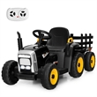 12V Kids Ride On Tractor with Trailer Ground Loader Black