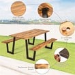 Patented Picnic Table with 2 Benches 70'' Dining Table Yellow