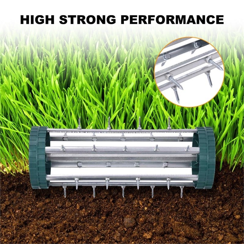 Rolling Garden Lawn Aerator Roller Home Grass Steel Handle Green
