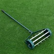 Rolling Garden Lawn Aerator Roller Home Grass Steel Handle Green