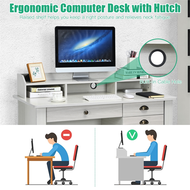 Computer Desk PC Laptop Writing Table Workstation White