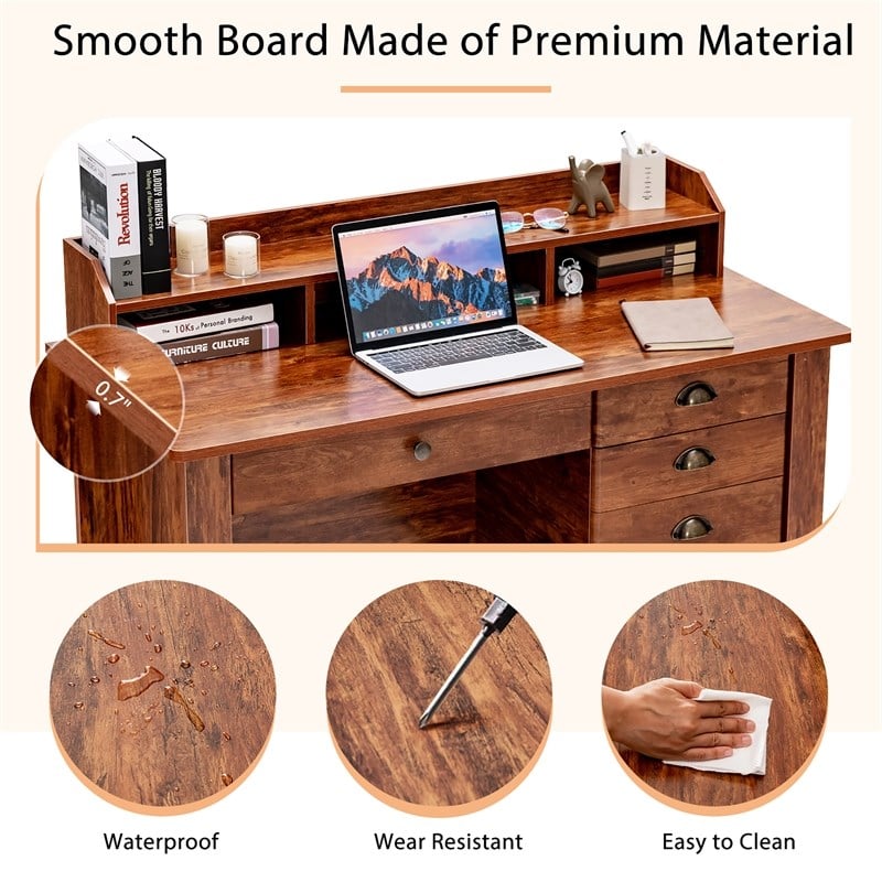Computer Desk PC Laptop Writing Table Workstation Rustic Brown