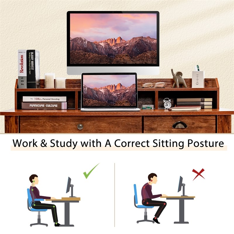 Computer Desk PC Laptop Writing Table Workstation Rustic Brown