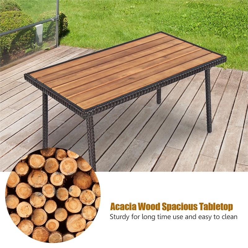 4PCS Patio Rattan Furniture Conversation Set Brown