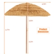 6.5 FT Patio Portable Thatched Beach Umbrella Tilt  Khaki