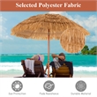 6.5 FT Patio Portable Thatched Beach Umbrella Tilt  Khaki