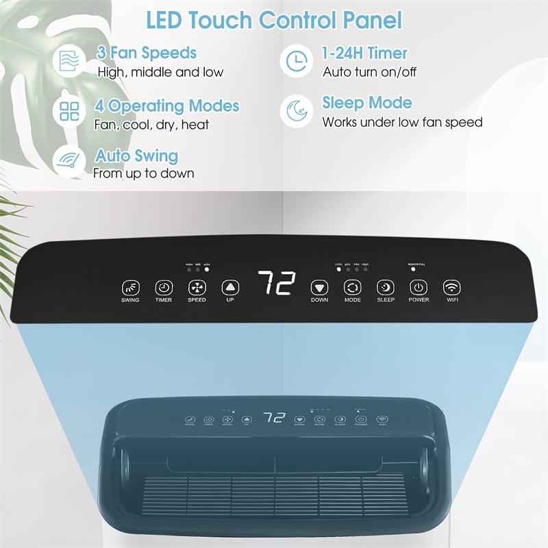 15000 BTU Portable Air Conditioner with Remote APP Control White
