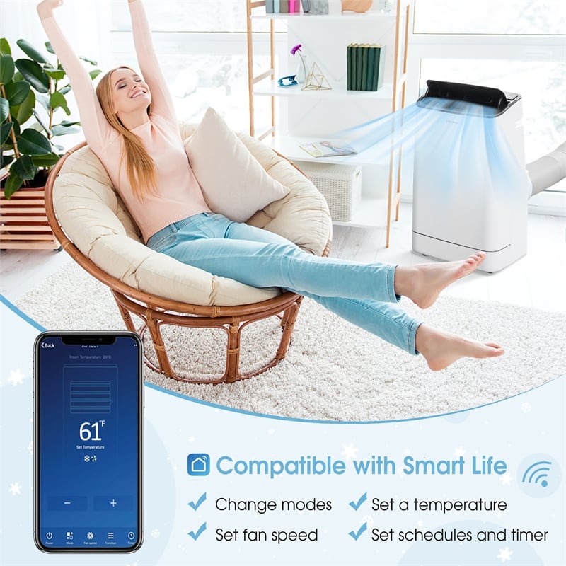 15000 BTU Portable Air Conditioner with Remote APP Control White