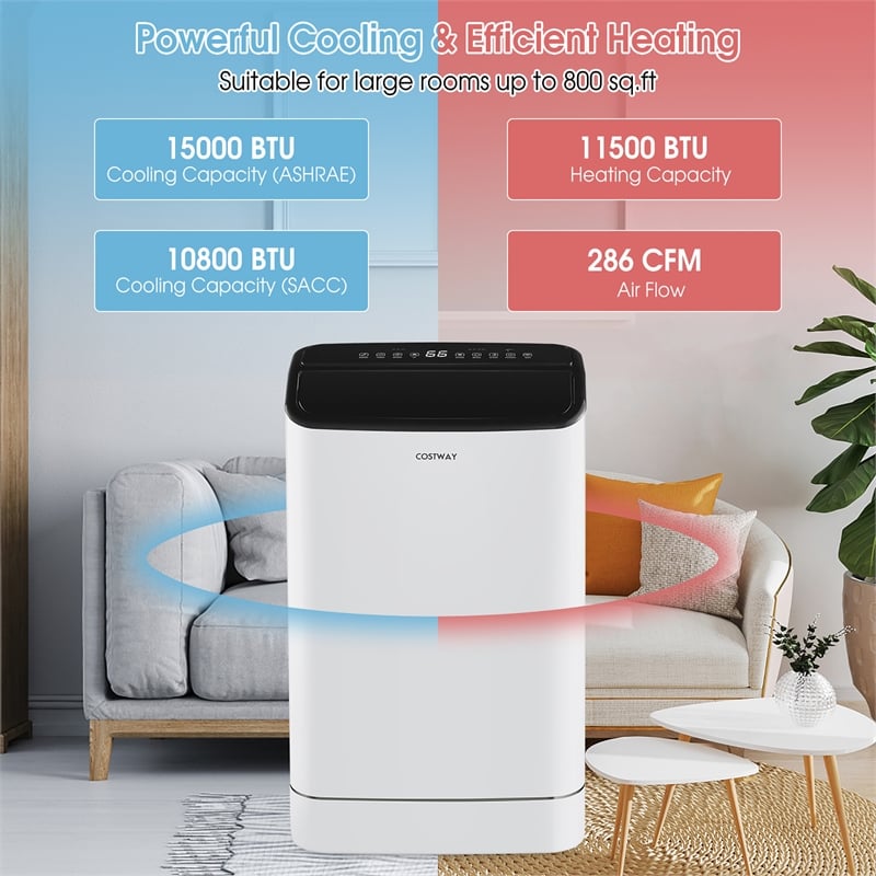 15000 BTU Portable Air Conditioner with Remote APP Control White