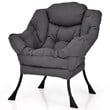Modern Polyester Fabric Lazy Chair Single Sofa Chair  w/ Side Pocket Gray
