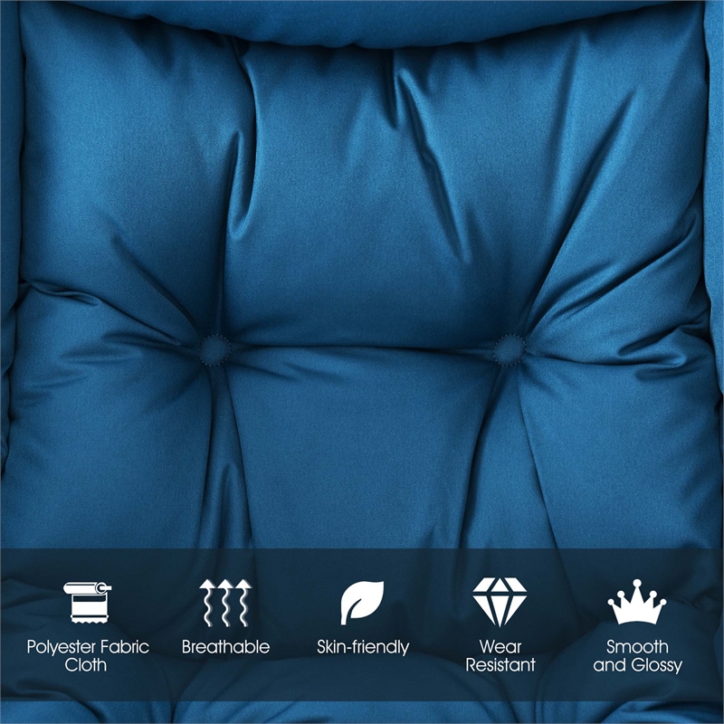 Modern Polyester Fabric Lazy Chair Single Sofa Chair w/ Side Pocket Navy