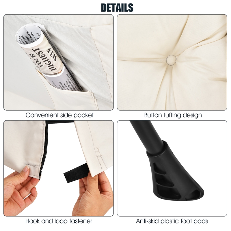 Modern Polyester Fabric Lazy Chair Single Sofa Chair w/ Side Pocket Beige