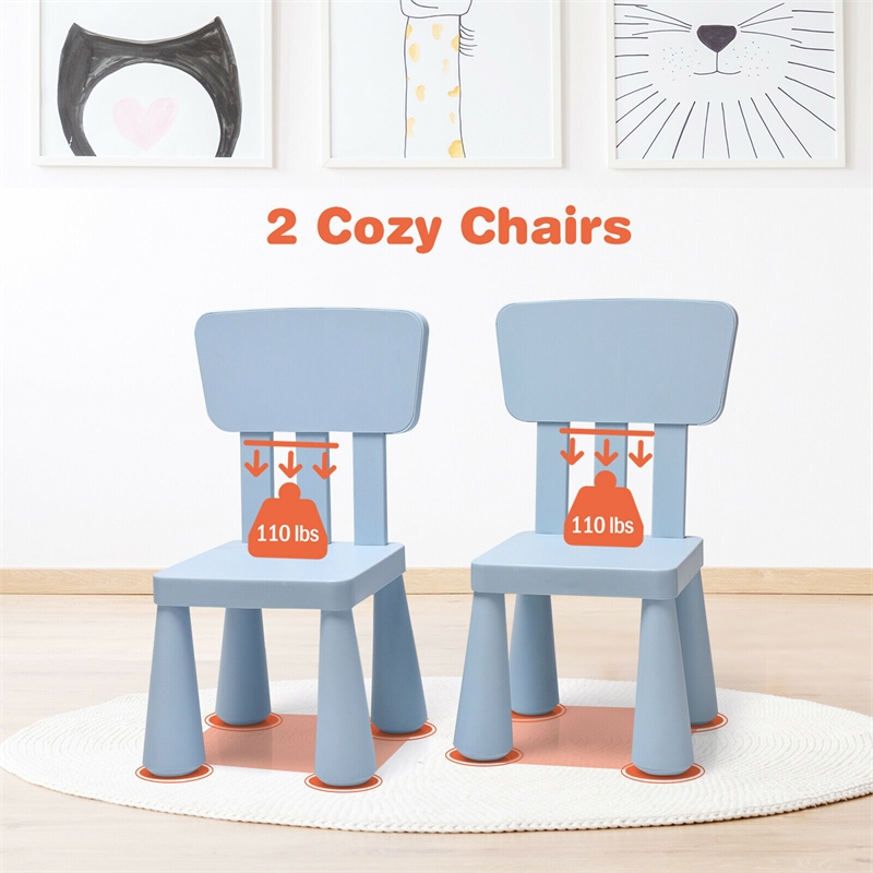 Kids Table & 2 Chairs Set Toddler Activity Play Dining Baby Gift Blue