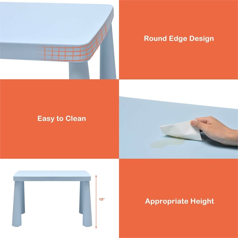 Kids Table & 2 Chairs Set Toddler Activity Play Dining Baby Gift Blue