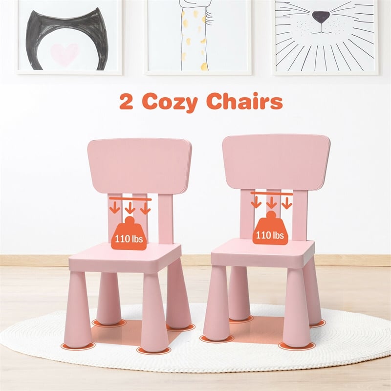 Kids Table & 2 Chairs Set Toddler Activity Play Dining Baby Gift Pink